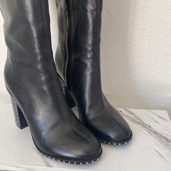 Sigerson Morrison Mars Black Leather Studded Boots - Picture 7 of 14